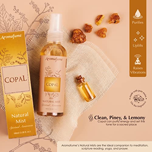 Aromafume Copal Natural Resin Mist Spray 100 Ml / 3.3Oz | Ideal For Deep Relaxation, Spirituality & Rituals | Made With Copal Resin From Mexico | Non-Alcoholic, Non-Toxic & Vegan #TOP1