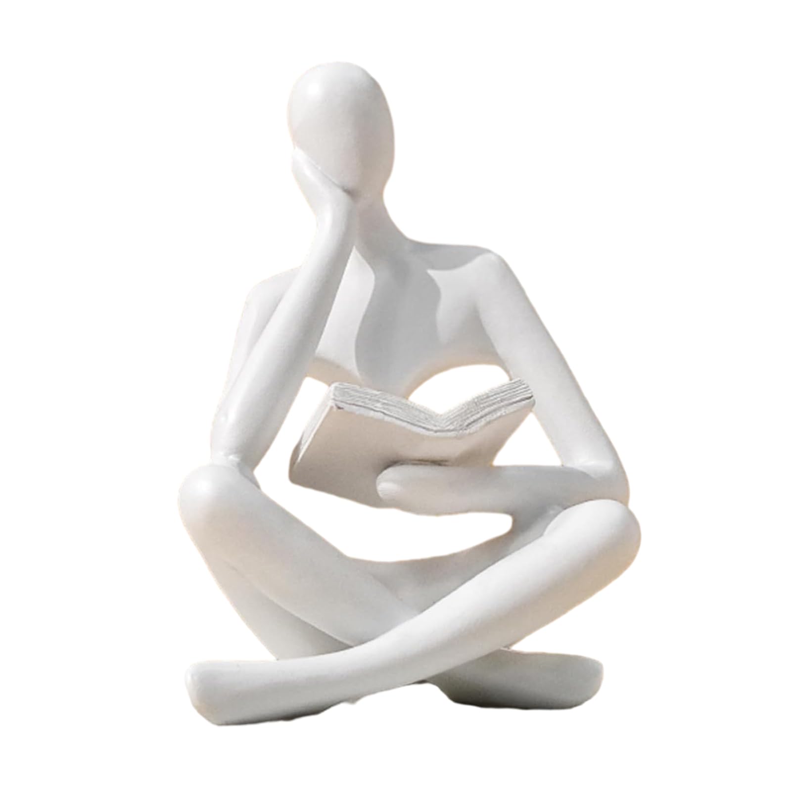 Virelynx Resin Thinker Statue Bookshelf Decor – Abstract Reading Figure Sculpture, Modern Office Desk Ornament Inspirational Gift