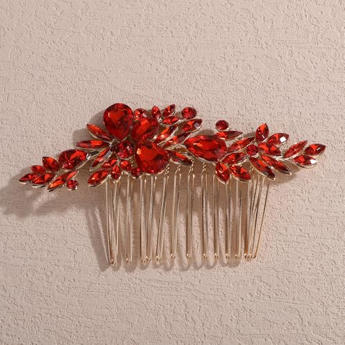 Peine para cabello con cristales rojos y diseño boho miniatura 2