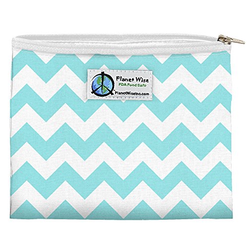Planet Wise Reusable Zipper Sandwich and Snack Bags, Sandwich, Teal Chevron
