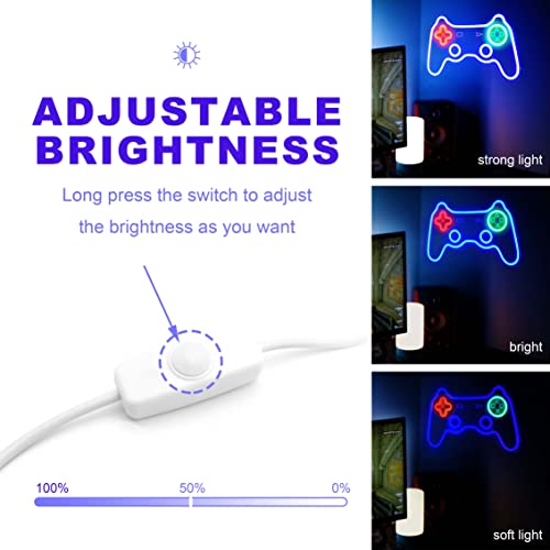 NEONLG Game Neon Sign For Wall Bedroom Decor, LED Light Teen Boys girl Room, Dimmable 3D Art Gamepad Light, USB Powerd, Playstation Signs Gamer Kids Gaming Room Party Decoration