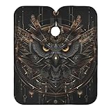 ALAZA Mecha Owl Cyberpunk Black & Gold Waterproof Barber Cape for Men Women Beard Shaving Bib Apron Professional Hair Cutting Cloth, 65 x 55 inch