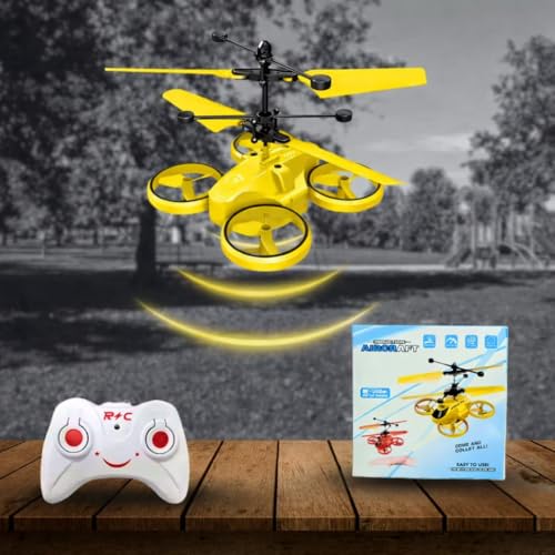 Image of Hand Sensor Drone for Kids Green | Gesture Control Flying Helicopter Toy with LED Lights | Rechargeable Indoor Flying Toy | Automatic Hover Safe Drone | Birthday Gift for Boys Girls (Yellow)