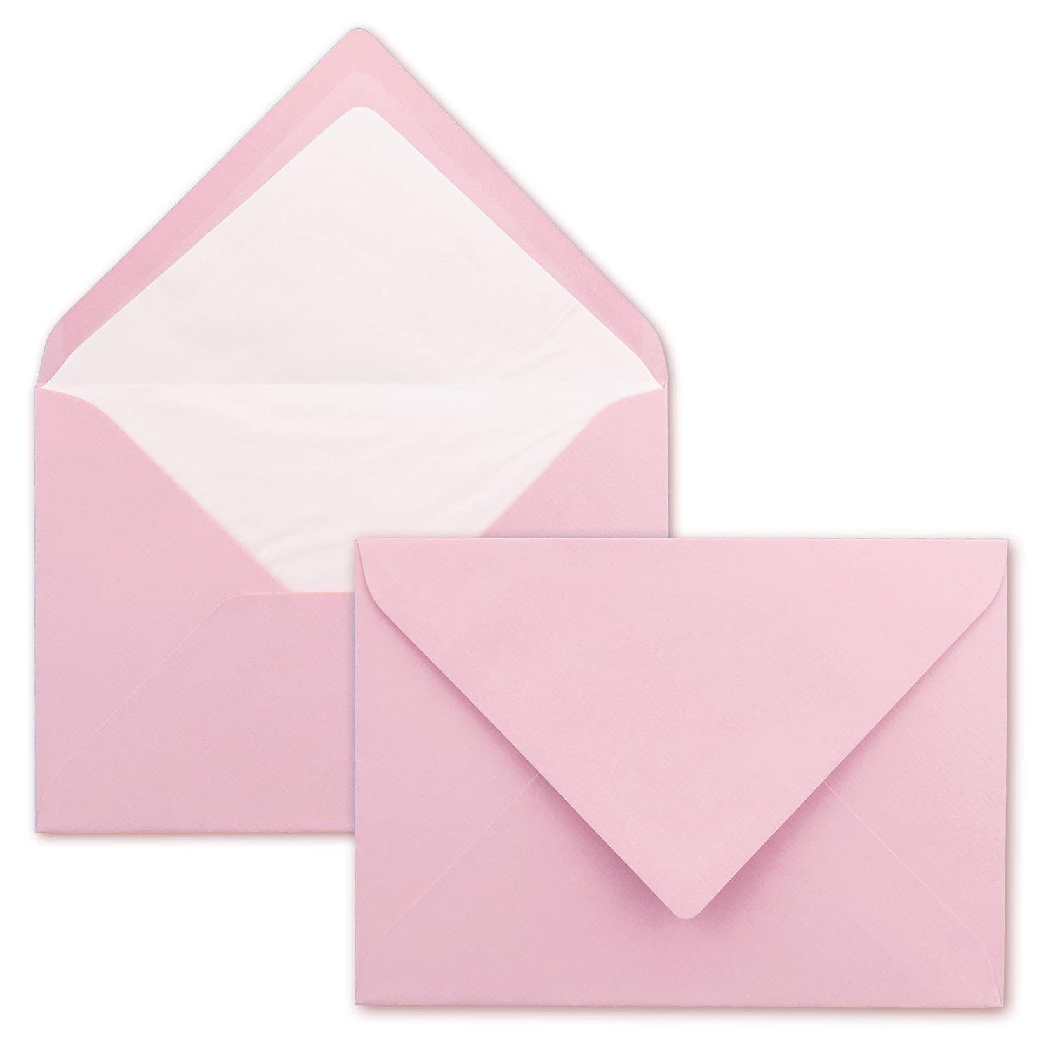 250 x pakiet kart z wyściełanymi kopertami - żebrowane - DIN A6/C6 - różowe - 10,5 x 14,8 cm - klejenie na mokro - nowy papier