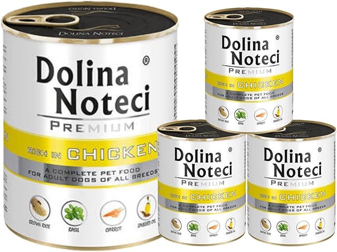 Dolina Noteci Premium – Gluten-Free Wet Dog Food 800g – High Meat Content – Natural Meal for Adult Dogs – No Artificial Additives – Omega 3 & 6 (Chicken, 4x800g)