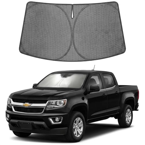 Image of Proadsy Windshield Sun Shade Custom Fit Chevrolet Colorado 2023-2026 Ice Crystal Black Front Window Sunshade UV and Heat Blocker Foldable Visor Keeps Car Cooler for Summer Parking and Daily Use