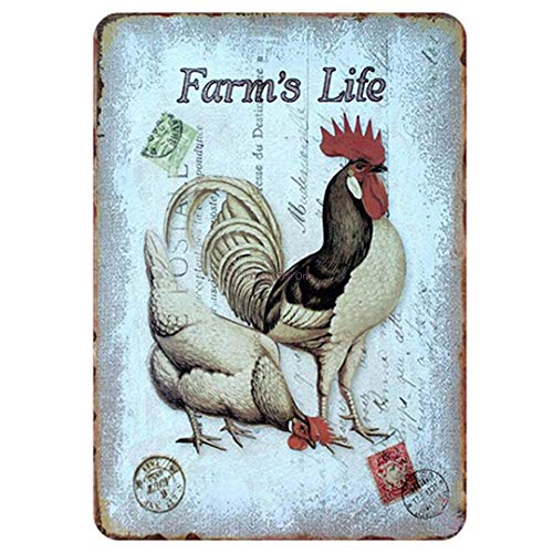 haotong11 Gallinero Shabby Metal Cartel de Chapa Granja Huevos Frescos Placa de Metal Placa del Club Pintor de Hierro Etiqueta de la Pared usada Retro Bar 20x30cm