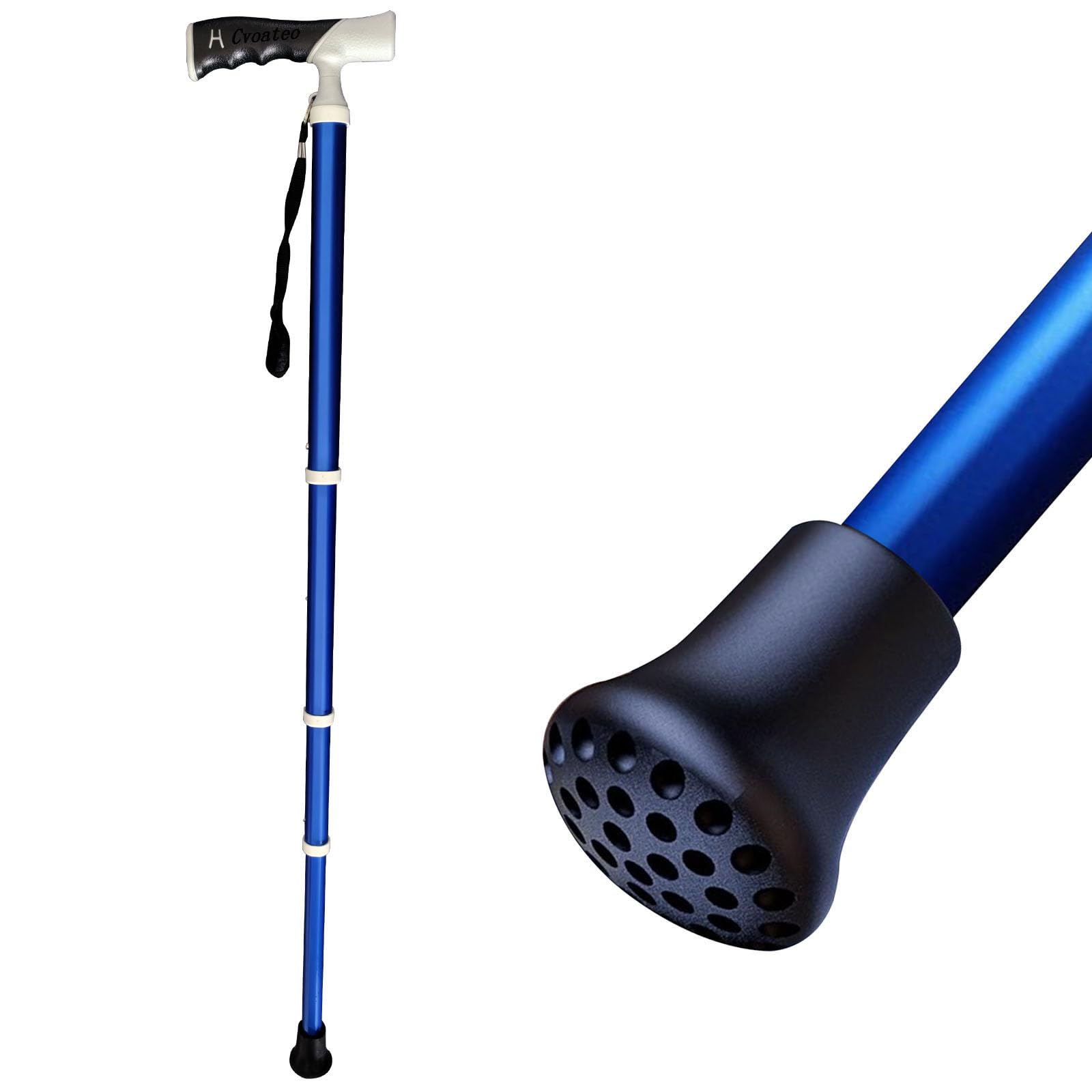 Kijki trekkingowe - lekkie i składane aluminiowe kijki turystyczne gumowa podkładka pod stopy o strukturze plastra miodu antypoślizgowa i stabilna (1 szt.)