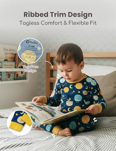 Image of PATPAT Bamboo Viscose Pajama Sets for Toddler Boys & Girls Baby Kids, Ultra-soft Snug fit Pjs Sleepers for Birthday Holiday
