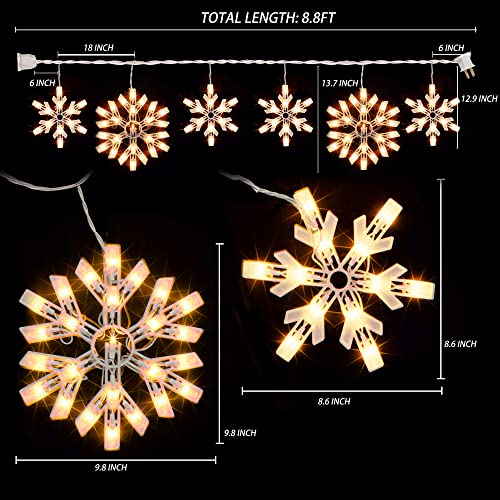 Dazzle Bright Christmas Snowflake Lights Outdoor,100 Count 8.5Ft Connectable Waterproof Christmas Icicle Lights With 6 Drops Plug In For Indoor Xmas Yard Home Decorations (Warm White) #TOP3