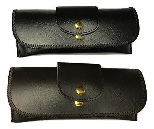 c.j. opticalBelt Loop Double Snap Vintage style Eyeglass case (Black)