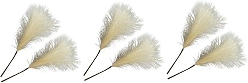 HOMSFOU Ramo de flores secas para decoración de junco, 6 unidades, flores secas, ciruelas, flores artificiales, corona de pampas, ramos de flores