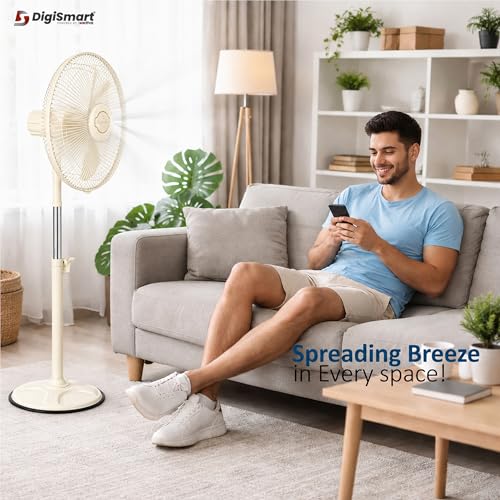 Image of DIGISMART 400mm High Speed Bullet Fan | 2400 RPM Pedestal /Farrata Fan for Home | Adjustable Height | X-Flow Technology | Aerodynamic Blades | Mark-2 Speed Regulator | 1 Year Warranty