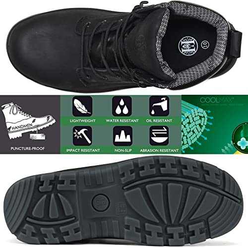 Work Boots for Men, 6" Composite Toe Waterproof Mens Work Boots, Non-Slip Puncture-Proof Safety Anti-Static Working Shoes 81N014