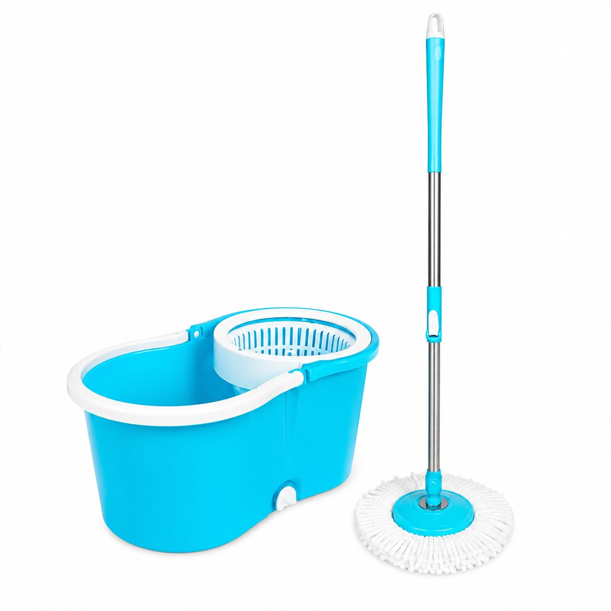 Spin Mop Stick with Mop Bucket Removable Washable Cleaning Pad | Stainless Steel Handle, Microfibre Mop Head, Built-in Wringer Basket, Wheels for Easy Movement, Floor Cleaning-picture-28