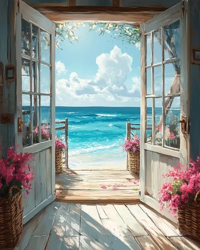 NANASUGUR Pintar con Numeros para Adultos DIY Kits de Pintura por Números Paint by Numbers Kit de Pintura al óleo de Lienzo para con Pinceles, Pigmento Acrílico sin Marco 40x50cm