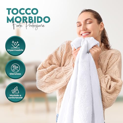 Coprimaterasso impermeabile posto su un letto