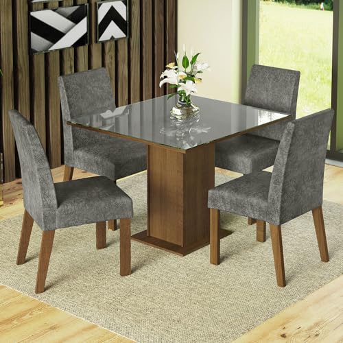 Madesa 4 Seater Dining Set with Fully Cushioned Square Table Top ...