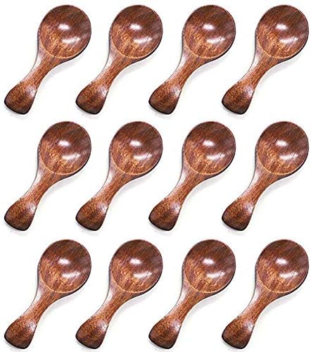 HANSGO Small Wooden Spoon, 10PCS 3 inches Ice Cream Salt Spoon Honey Coffee Tea Sugar Salt Jam Mustard Spoons