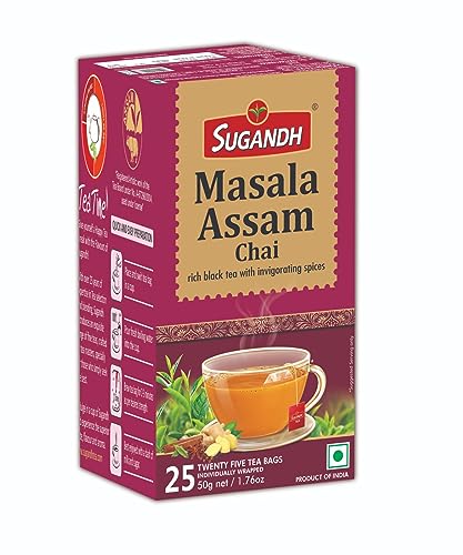 Image of Sugandh Masala Chai Assam Tea with Real Spices 100% Natural - 25 Tea Bags