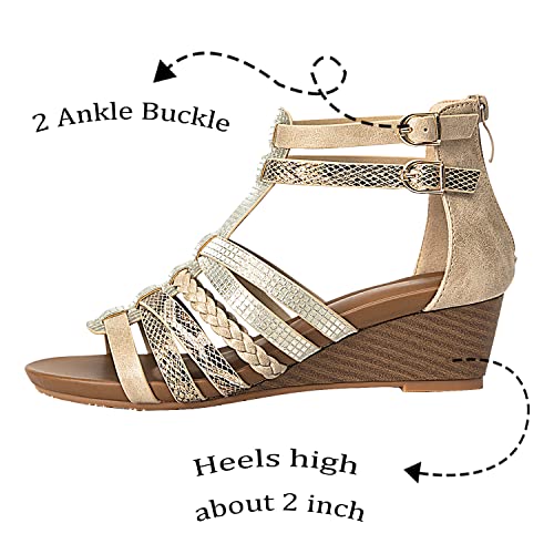 Womens Gladiator Sandals Zipper Strappy Wedge Sandal Roman Shoes For girls4