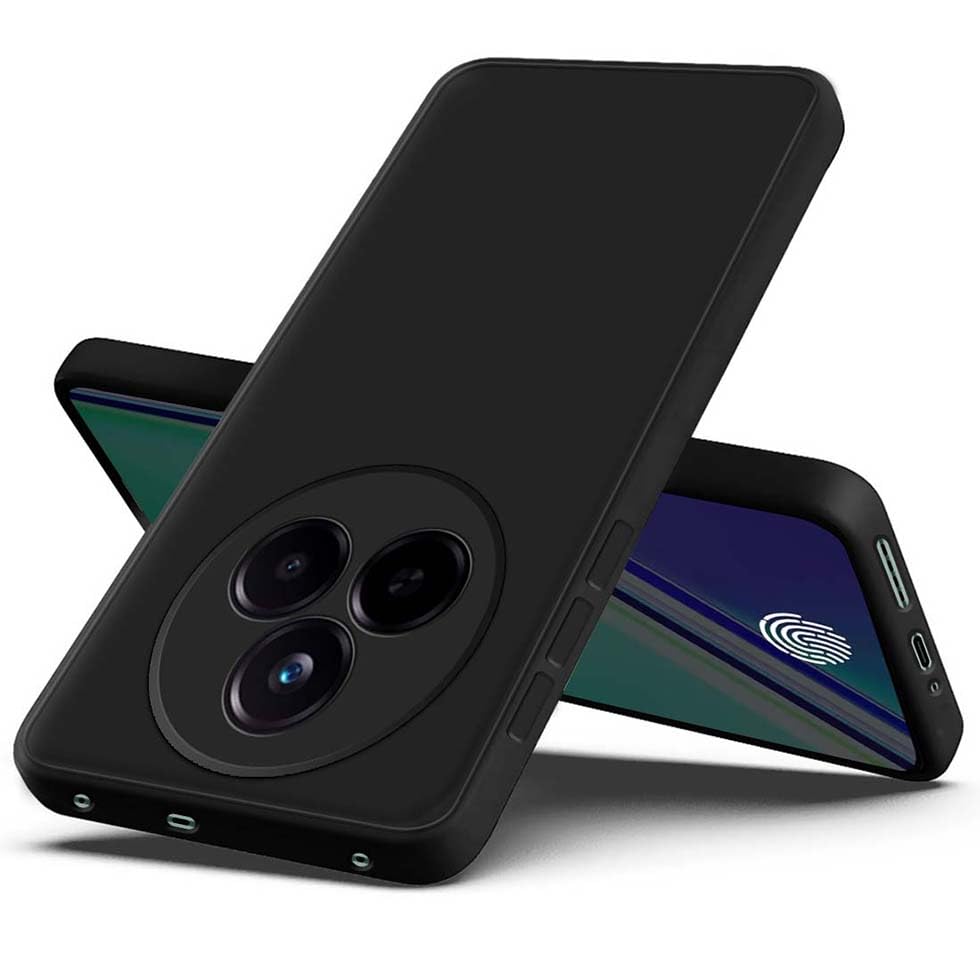 Image of Fashionury Liquid Silicon Back Cover for Realme Narzo 80 Pro 5G | Camera Protection | Inner Velvet Fabric | Anti-Fingerprint | Ultra Slim Case (Black)