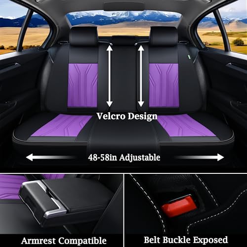 Image of FLORICH Automotive Seat Covers, Seat Covers Full Set, Car Seat Protectors 5 Seats, Purple & Black Automotive Seat Covers Fit for Most Cars Trucks