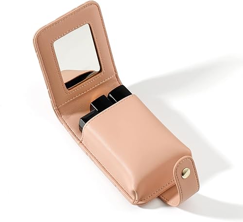 Miniatura 2 de Lindo estuche de lápiz labial de maquillaje portátil con espejo brillo de labios, bolsa de cosméticos de viaje para mujeres y niñas, Verde