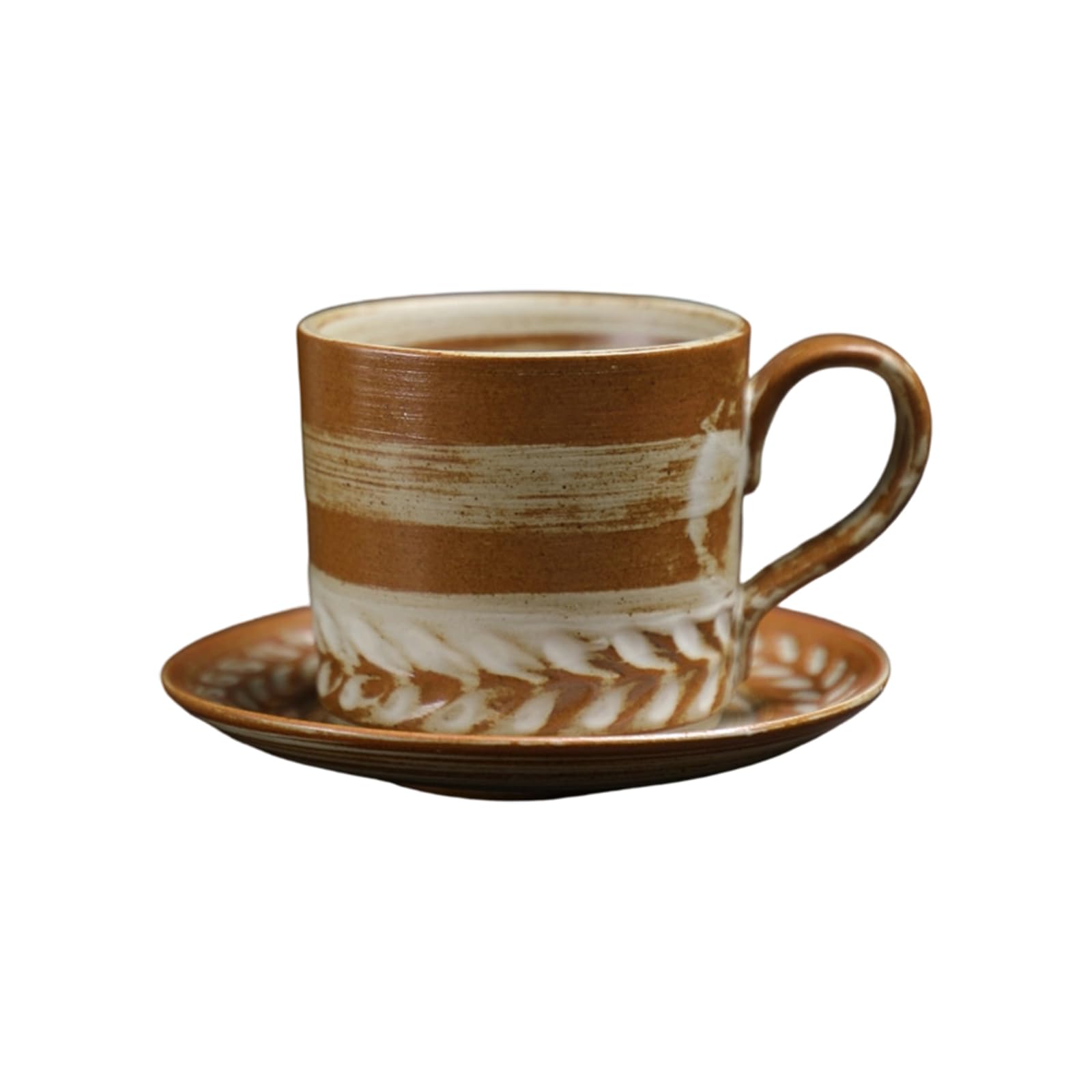 Maxtonser Heat Preserving Ceramic Mug Japanese Aesthetic Comfortable Grip Drinking Cup and Saucer Set For Hot Beverages
