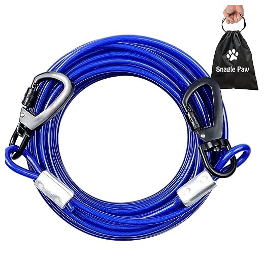 Tie Out Cable for Dogs, 50FT Dog Leads for Yard Chew Proof, Heavy Duty Dog Tie Out Cable for Large Dogs Up to 250lbs, Durable Dog Runner for Yard or Camping