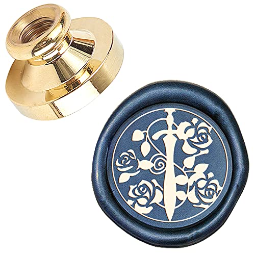 CRASPIRE Rose Wax Seal Stamp Head Replacement In The Sword 25mm Vintage Sealing Wax Stamp Heads Only for Envelopes Cards Invitations Wedding Halloween Christmas New Year Party