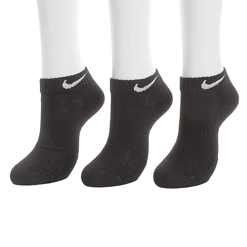Nike Unisex Adult Everyday Cushioned Training No-Show Socks (3 Pairs) - Low - Large - Black/White