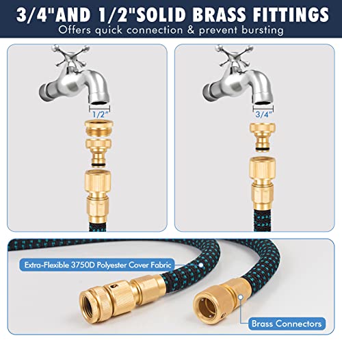 Expandable Garden Hose 100ft, Expanding Water Hose with 10 Function Nozzle, 4 Layer Latex and 3/4'' Solid Brass Fitting - Image 4
