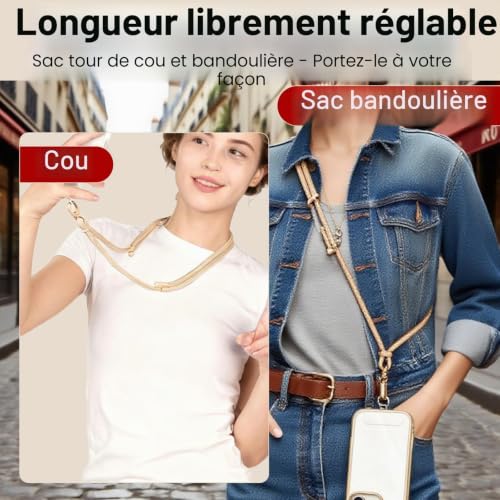youyaya Cordon universel pour téléphone portable à porter autour du cou, cordon de téléphone portable, peut être combiné avec n'importe quelle coque, camel, taille unique – vue 4
