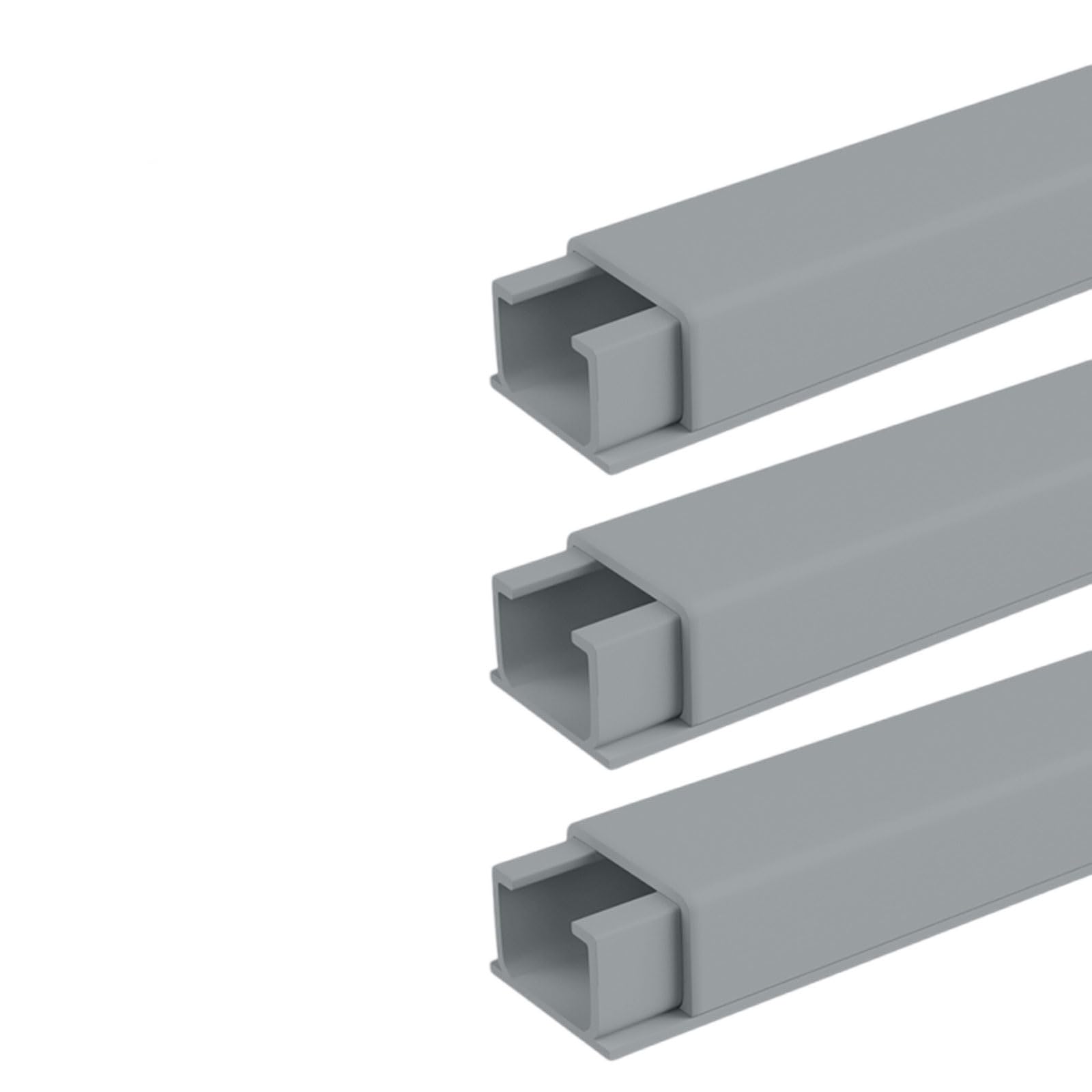 Gestione dei cavi, canalina per cavi elettrici, canaline, canalina quadrata per cavi, nascondicavi autoadesiva, soluzione per la gestione dei cavi da scrivania, 1 m x 3 (grigio, 15 x 10 mm)