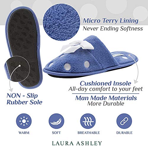 Image of Laura Ashley Ladies Embroidered Soft Terry Scuff Slipper