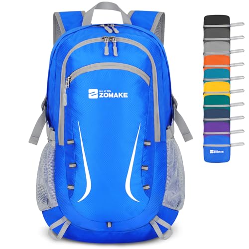 Image of ZOMAKE Lightweight Packable Backpack 35L, Foldable Backpacks Water Resistant Collapsible Light Daypack for Hiking(Dark Blue)