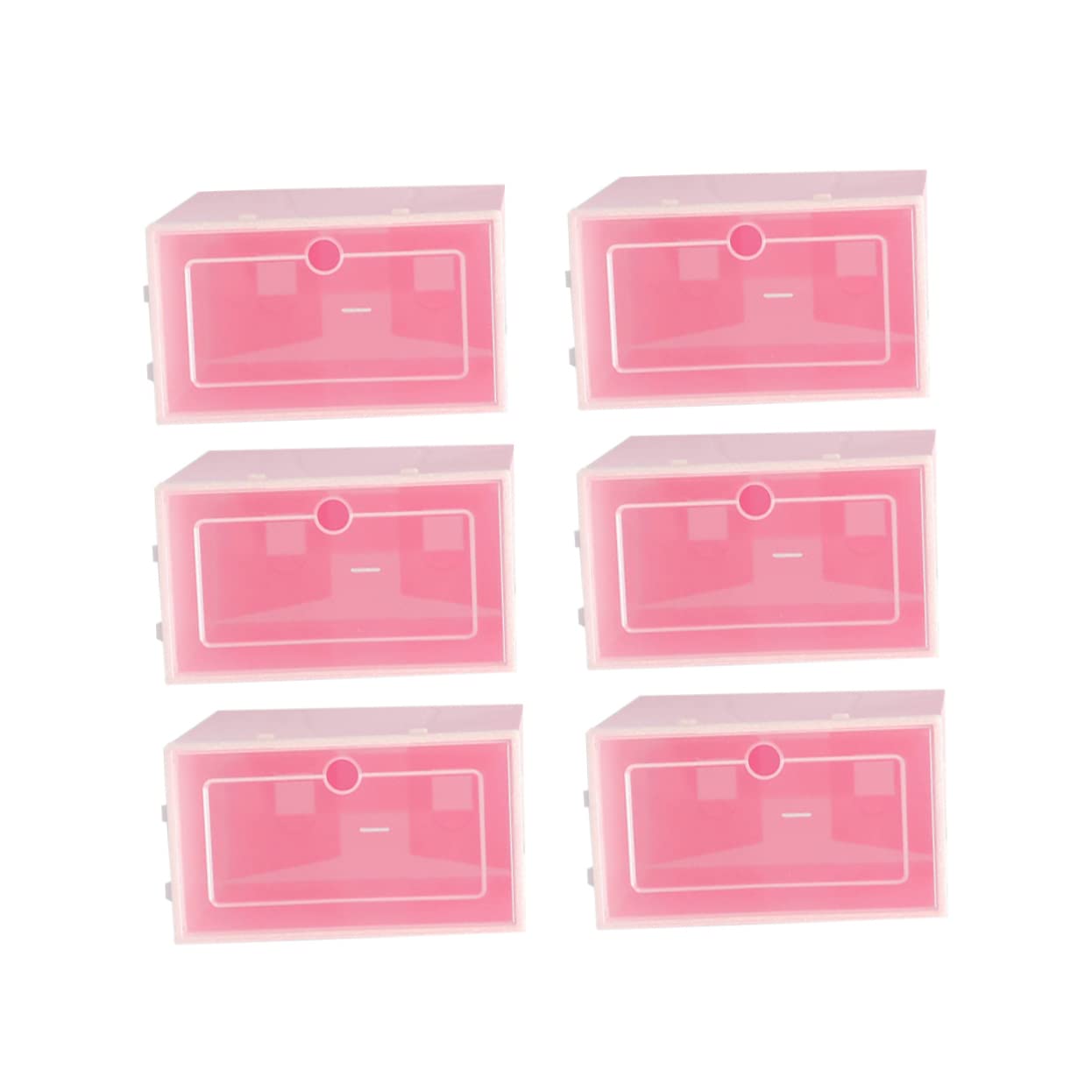 Scatola Portascarpe Impilabile 6 Pezzi in PP Rosa Sportello Trasparente