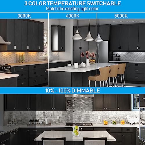 Image of TORCHSTAR 4-Pack 12 Inch 5CCT LED Under Cabinet Lighting Aluminum, Bronze | Linkable, ETL T24, Hardwired & Plug-in, 8W 600LM, CRI90, 120V Dimmable, For Kitchen Counter, 2700K /3000K /3500K /4000K /5000K