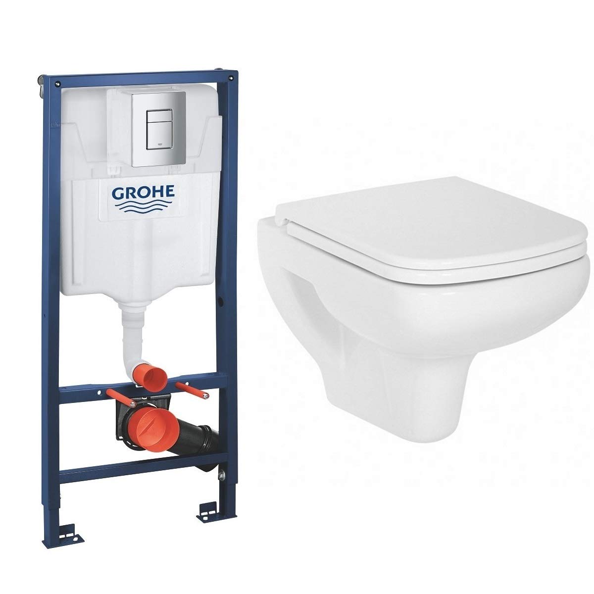 Buy GROHE Rapid SL Wall Hung Toilet Frame with Cistern and Aquila Wall