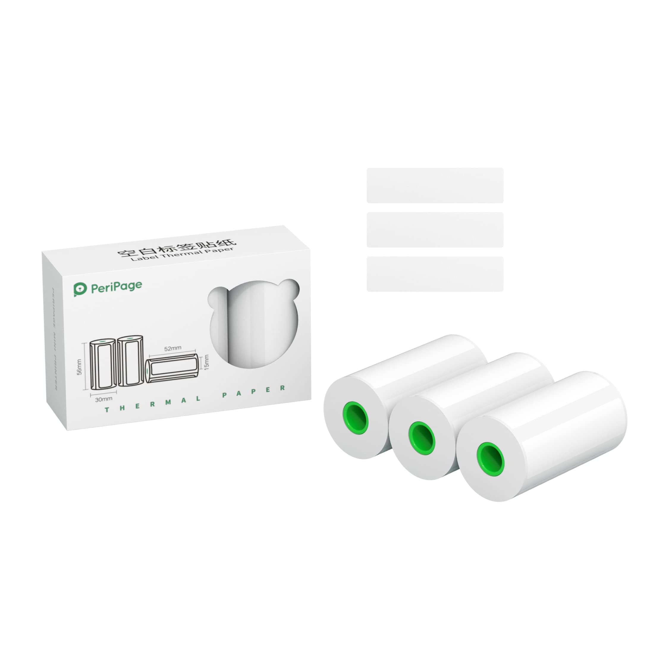 PeriPeri PeriPage 56x30mm (2inch) 15mm Label Thermal Paper (Self-Adhesive) For A6, A6 HD,A8, A9s MAX, A40 and Other 2inch Thermal Printers. (15mm Label Thermal Paper)