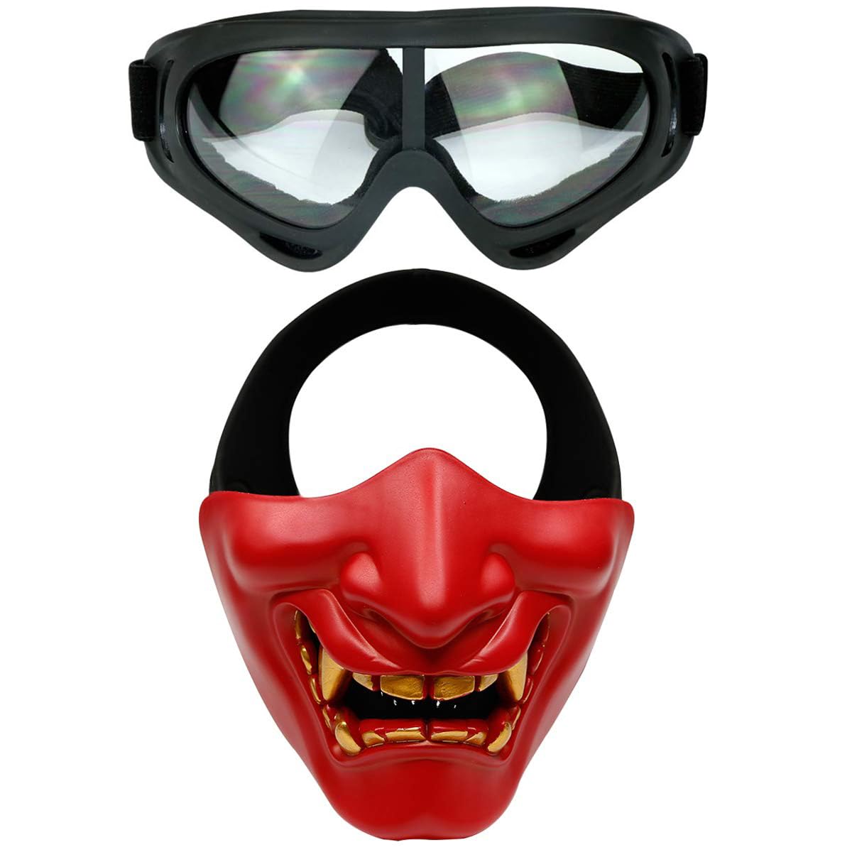 Demi-masque d'airsoft, masque Kabuki, Samouraï, Hannya Oni et lunettes tactiques pour bal masqué, fête, tir, Halloween, jeux de guerre