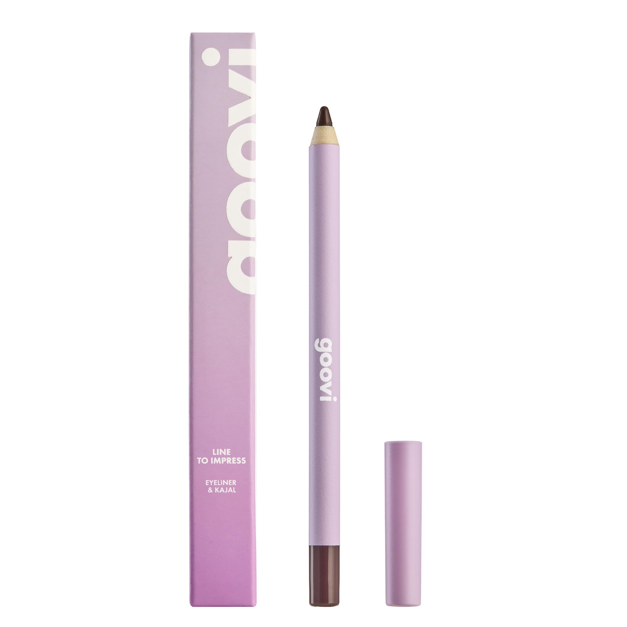 GOOVI Line To Impress Eye Pencil, Highly Pigmented Eyeliner & Eyeliner Pencil, Shiny Finish, Long-Lasting, Brown, 1.2 g