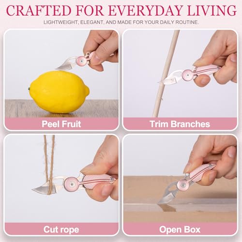 Image of Little World Pink Box Cutter for Women /Girls - Cute Pocket Knife with Keychain, Cute Box Cutter for Women, EDC Keychain Mini Knife, Everyday Carry Utility Tool & Gift (1 Pcs)