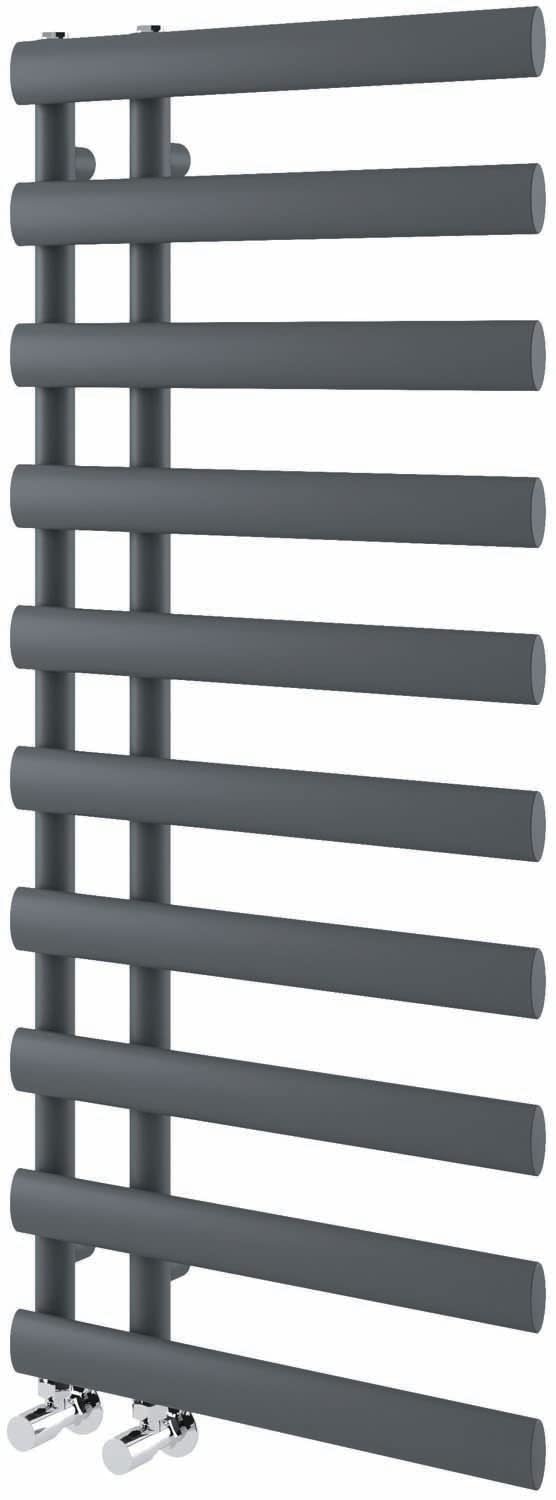 Go Bathrooms Denver Grey Towel Radiator 1140 x 500 Heated Towel Rail Vertical Designer Bathroom Radiator Heated Ladder Rail Central Heating