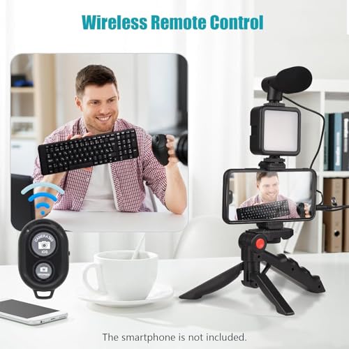 Image of Vlogging Kit, Compatible Video Vlog Kit with Microphone LED Light Tripod, Remote Control, YouTube Kit for iPhone & Android,for YouTube Recording Instagram Facebook Live