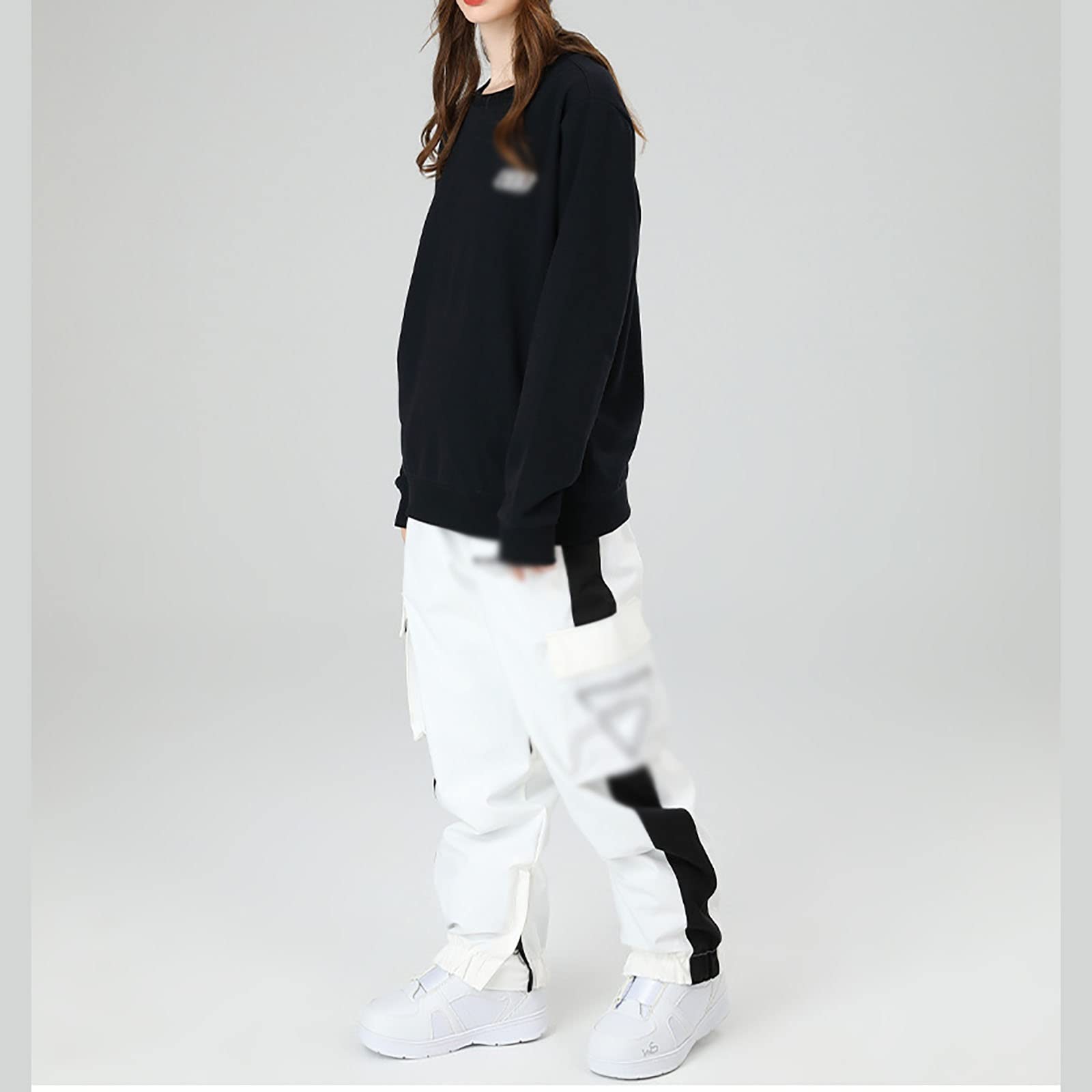 Spodnie snowboardowe Unisex, wiatroszczelne i ciepłe Luźne Elastyczne pasy Wodoodporne paski odblaskowe Sprzęt narciarski, na zimę Outdoor Narciarskie kombinezony