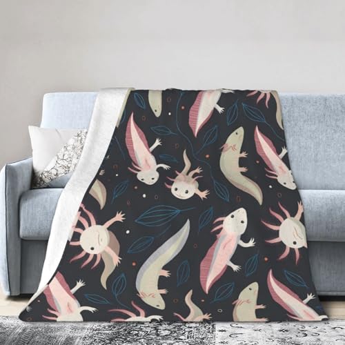 かわいい ウーパールーパー 魚柄 大判ひざ掛けふわ毛布 コンパクト保温防寒静電気防止 肩掛けアニメ萌えグッズ 80"X60"