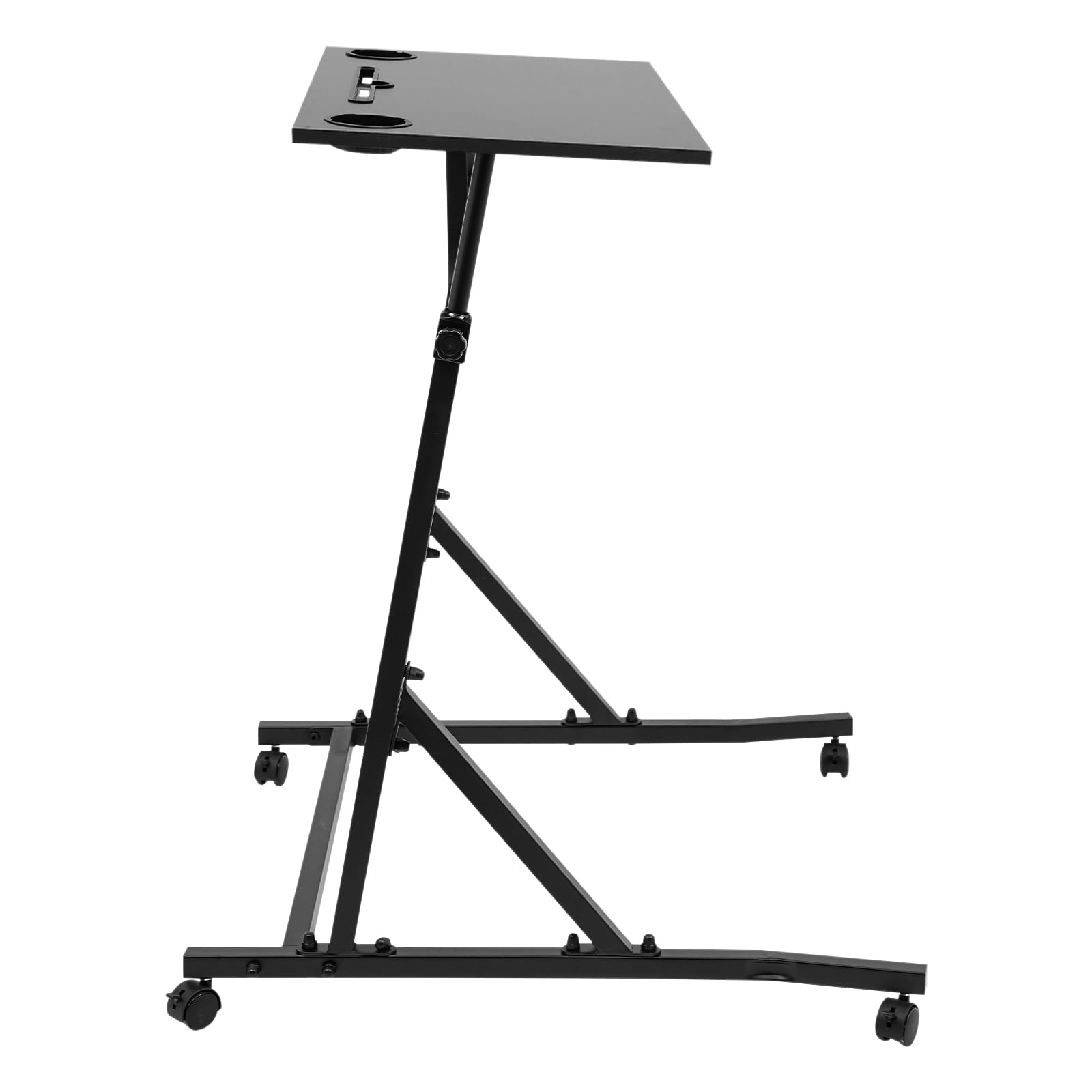 Czarne regulowane biurko do treningu rowerowego, regulowana wysokość, do jazdy na rowerze i trenerów rowerowych, 61 x 74 x 90-118 cm