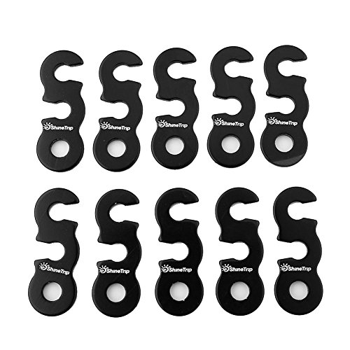Hebilla de Cuerda de Viento de Tienda, 10Pcs Hebillas de Cuerda de Viento de Tienda de Campaña Tensores Antideslizante Aleación de Aluminio Ajustadores Guyline para Camping Senderismo(L-Negro)